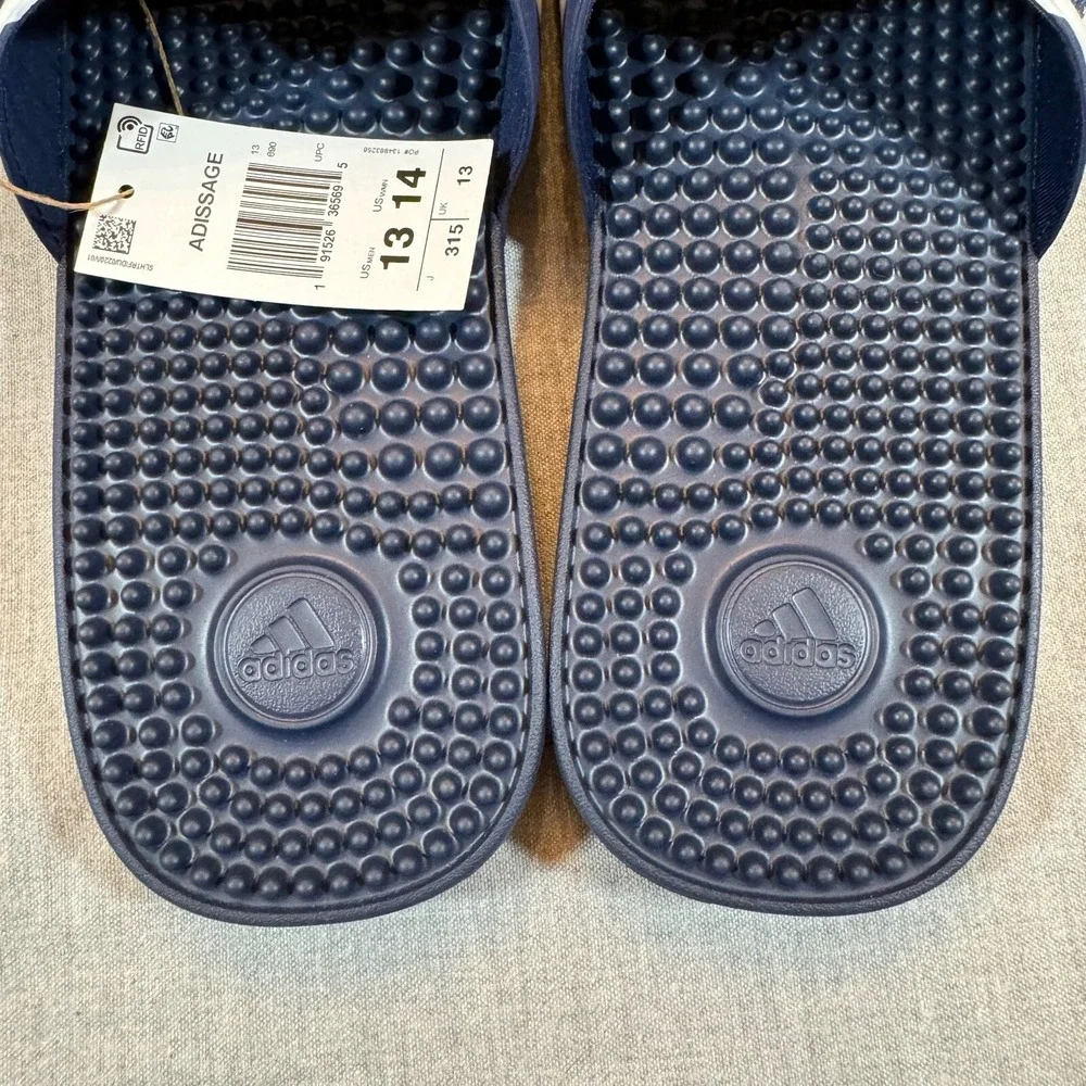 Adidas Adissage Sandals Men's Size 13 Womens‎ 14 Slides Massage Blue Pool Shower